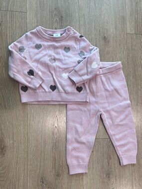 GAP Dusky Pink Heart Button-Shoulder Sweater